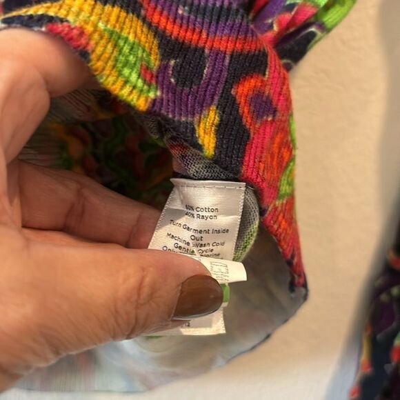 Talbots Floral Colorful Button Fall Cardigan Psychedelic Preppy Size Medium​ - Picture 5 of 9